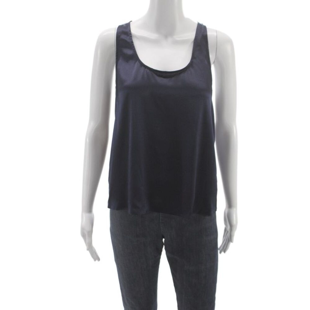 Cami Womens Silk Dark Blue Camisole Sleeveless Round Neck Size XS